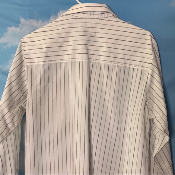 Essential Needs-White Button Up Striped Shirt 15.5 - Picture 7 of 9
